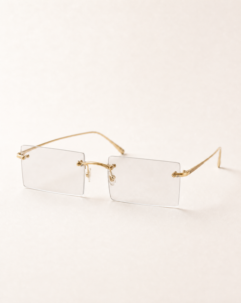 Gold rimless rectangular eyeglasses, Style 11